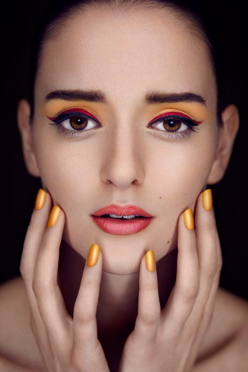 Make Up led lights editorial model fashion photography Colourful  pop colours neon
