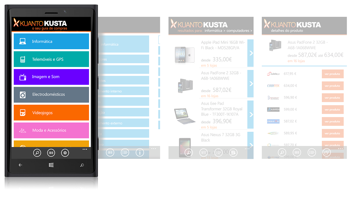 Kuantokusta Windows Phone Design app design UX design ui design interaction Mobile Application mobile design