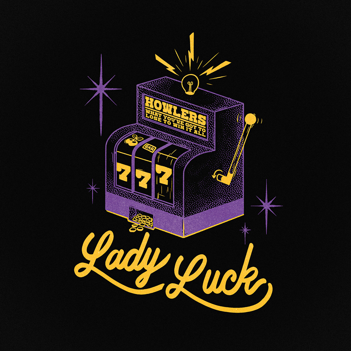 slot machine gambling luck Lady stipple cowboy Merch 7's howlers