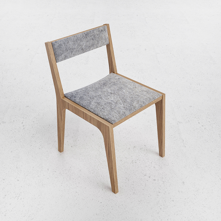 chair plywood oak veneered felt seat back odesd2 furniture