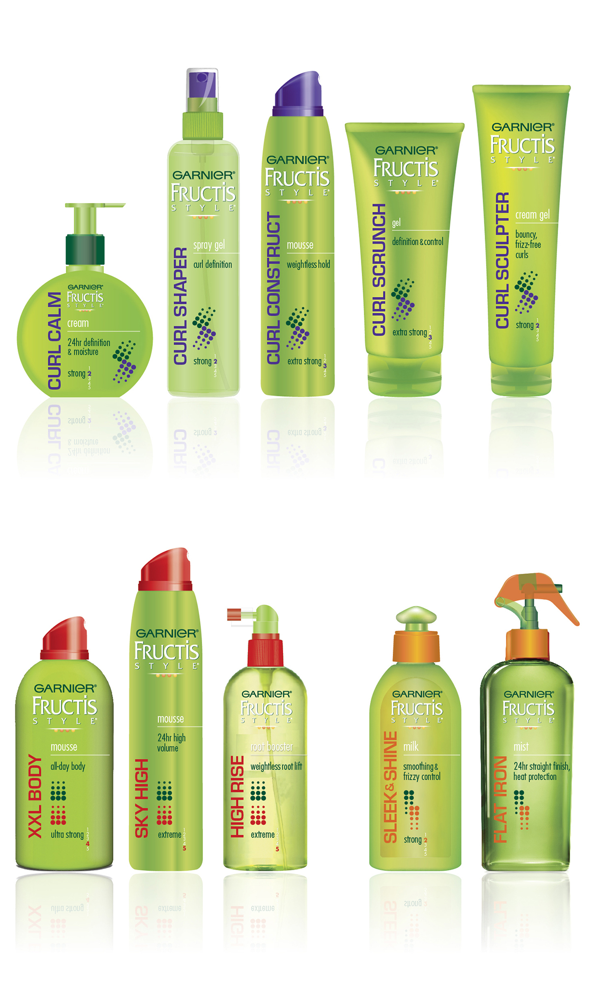Garnier Fructis package design proposals for hair style and body