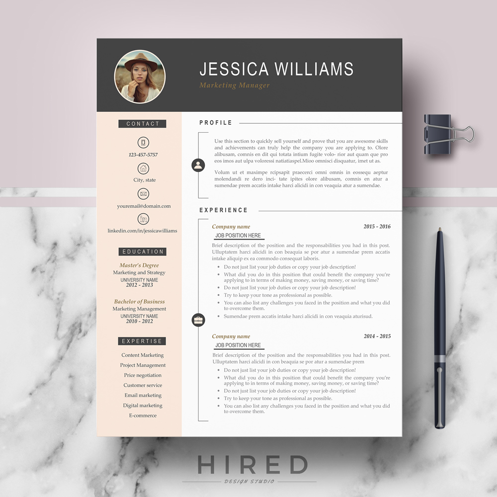 Professional Modern Resume Template Jessica On Behance