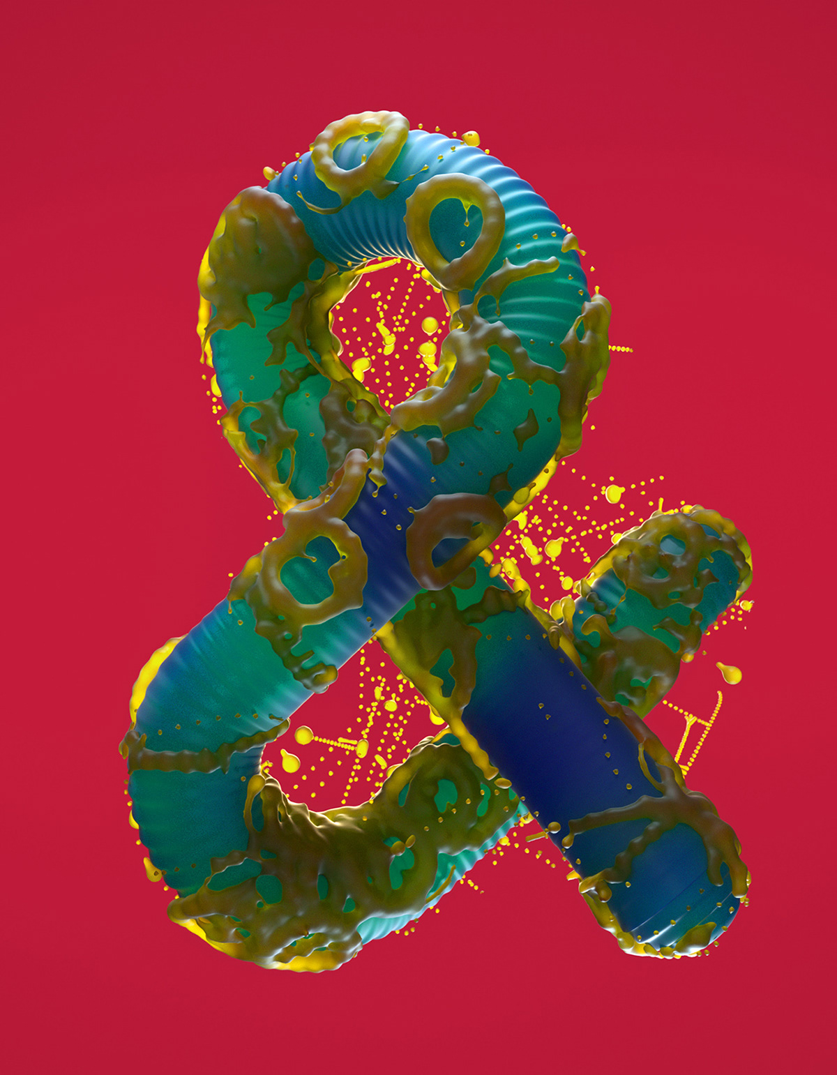 ampersand 3D type typography   Digital Art  bacterias virus color venezuela Creativity
