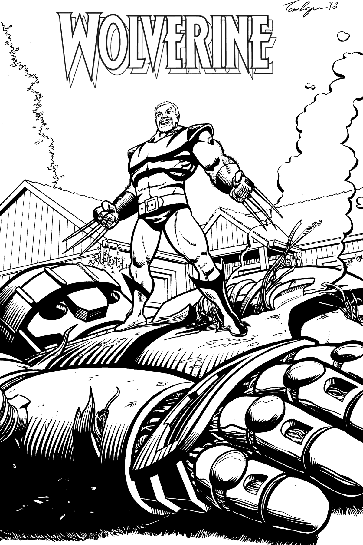 wolverine wolvie commission comish SuperHero mutant x-men marvel comics sentinel house robot