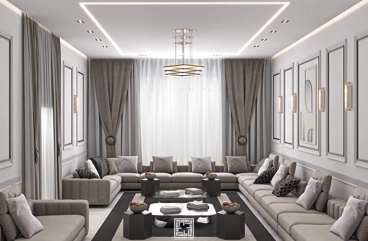 interior design  modern reception Render visualization architecture architectural design 3ds max living room MAJLIS