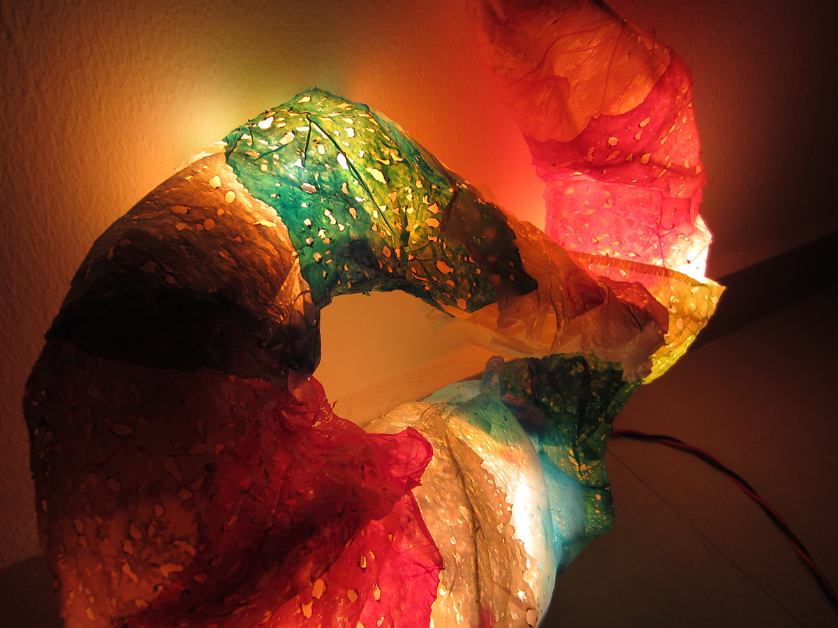 plastic plastic bags colorful colors shell Lamp hand-crafted hand crafted craft handmade DIY light recycle recycled material