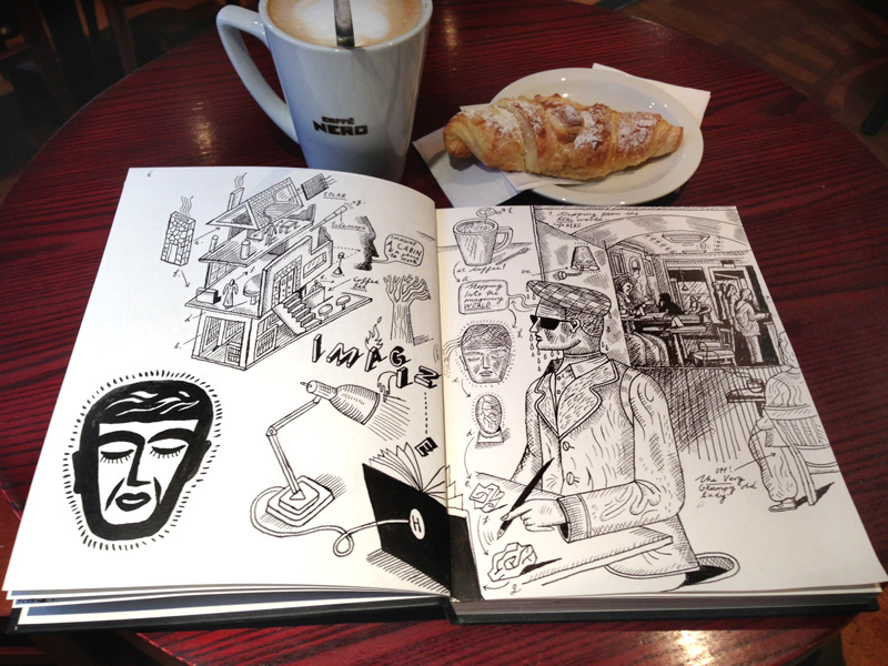 sketchbooks Coffee table top Brain Storming ideas observation sketching inventions