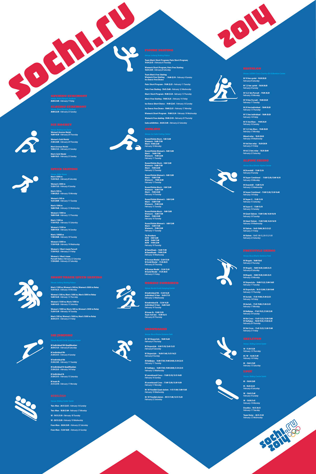 sochi sochi 2014 Olympics Olympic Games Calender schedule Sochi Schedule Sochi Logo