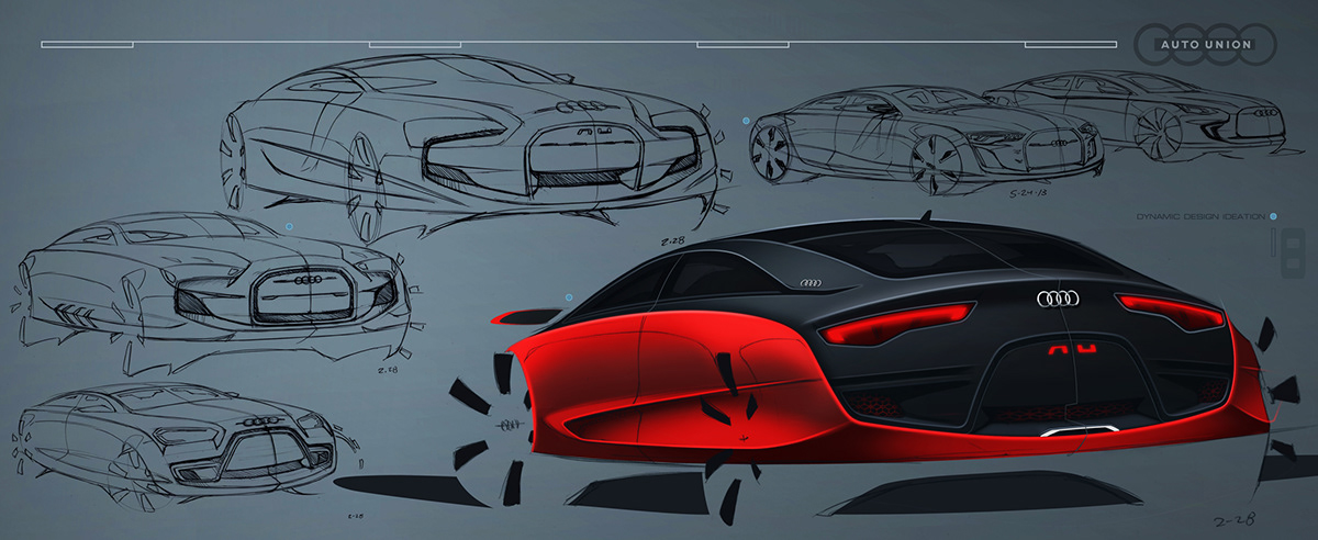 car Audi design graphics presentation automobiles drawings sketches rendering Digital Artwork Hot innovation creative