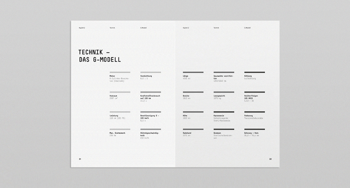 print Layout editorial publication design simple clean book brand Porsche