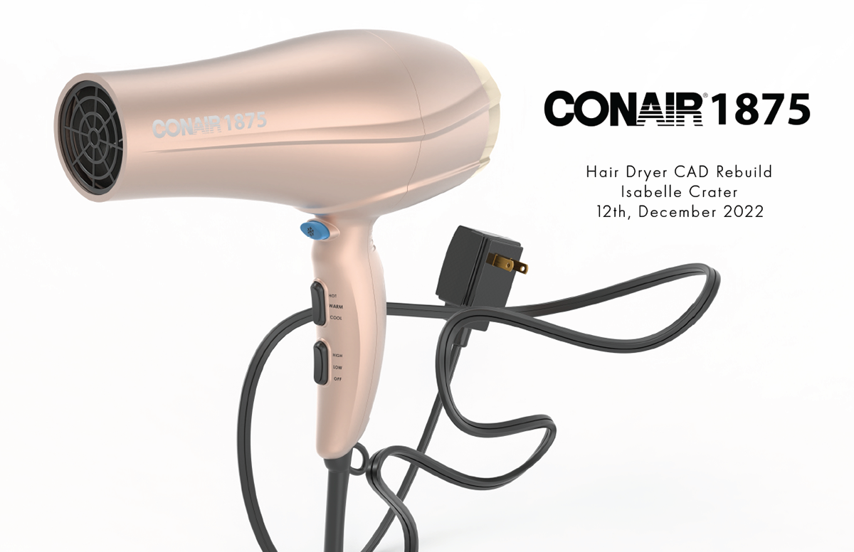 cad conair Hair Dryer Hair dryer design keyshot photoshop rebuild Solidworks