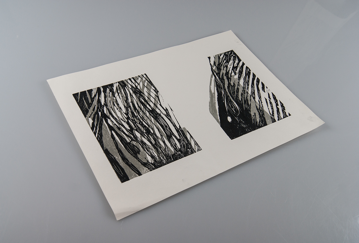 wood woodcut acrylicpaint  print textil fabric Fashion  experiment exploration