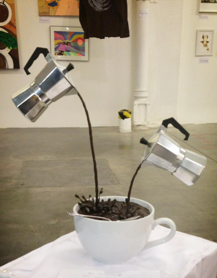 Coffee  art cups Stovepot  Caffine  project waterfall Tanzania surreal  suspended   plastic Liquid  Fluid floating drink
