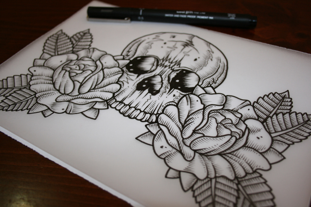 skulls skull Roses Skull and roses Skull & Roses tattoo