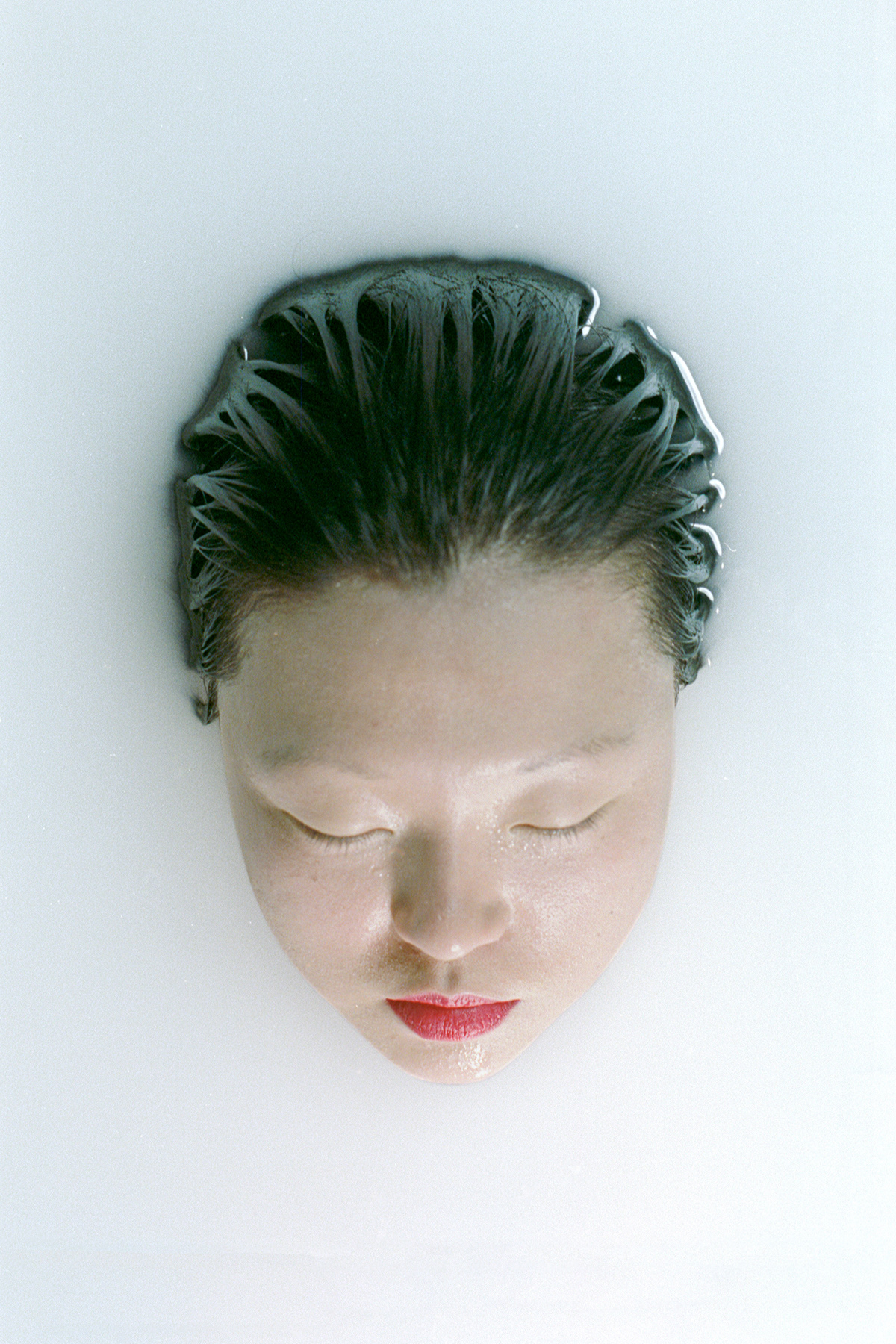 portrait photoshoot asian analog milk water White minimal kodak concept