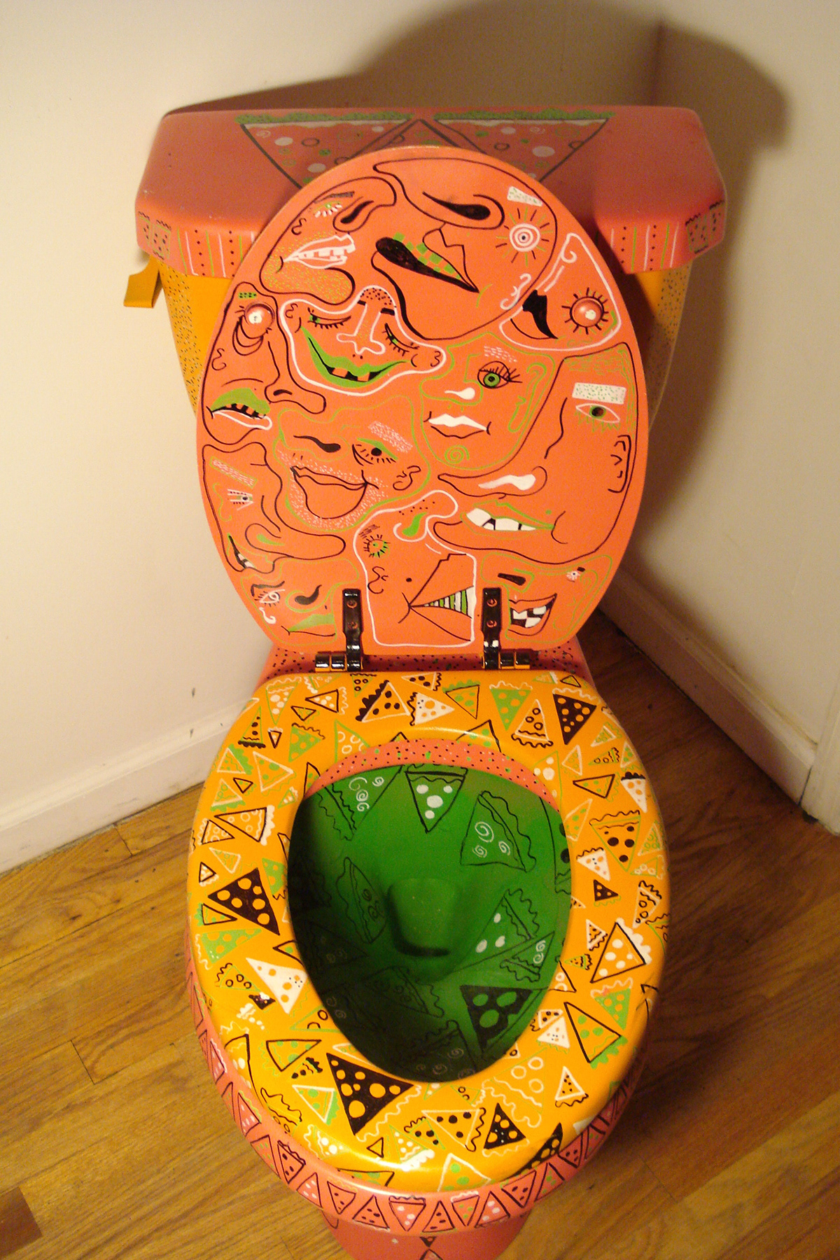 toilet bathroom Pizza desiese pretty pink green orange bulimia