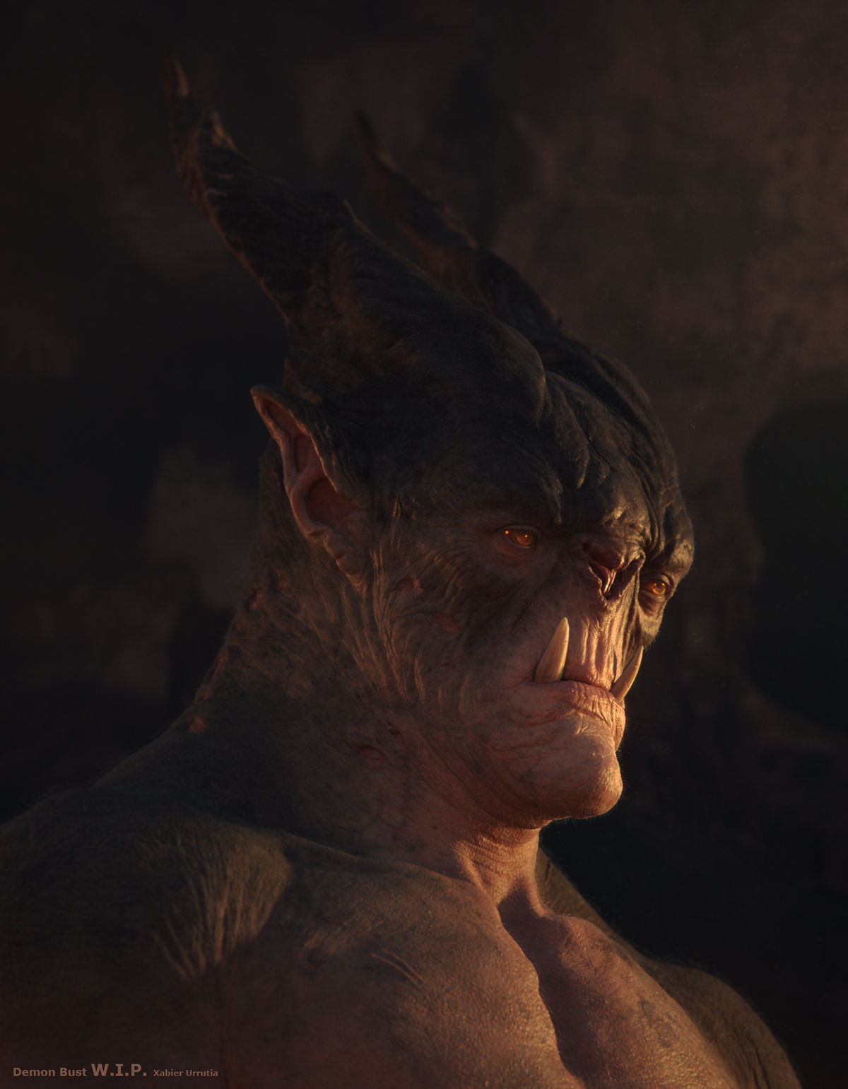 demon bust hell realistic devil sculpture digital