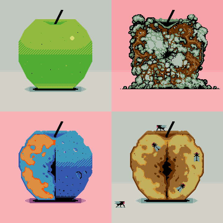 Pixel art apple rotten