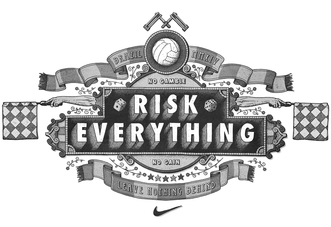 Adobe Portfolio football Risk Everything world cup Brazil HAND LETTERING Nike crest vintage texture