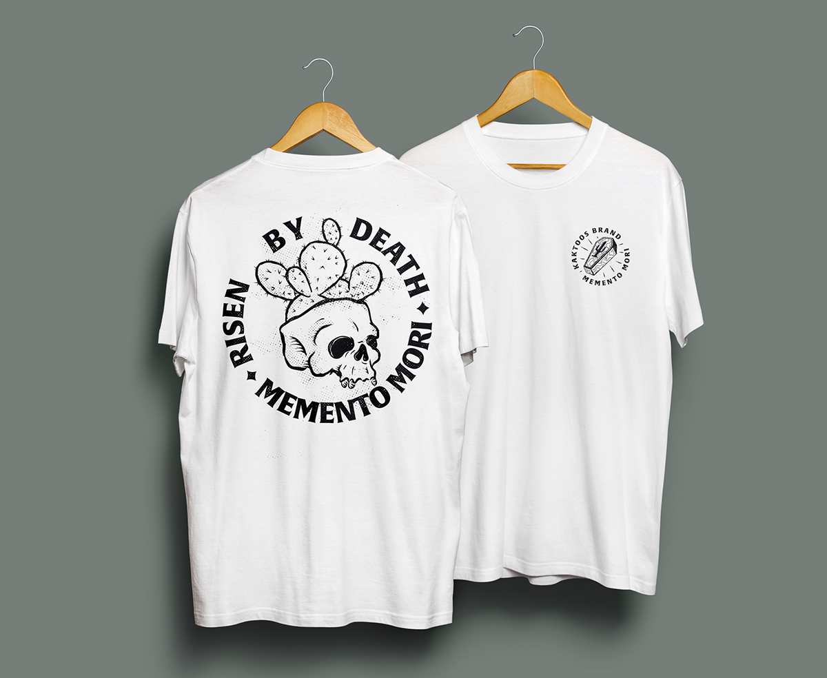 santa muerte death kaktoos cactus b&w t-shirt skull Muerte memento mori