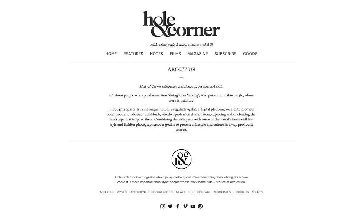 Hole & Corner Website magazine design craft makers The Printer's Son