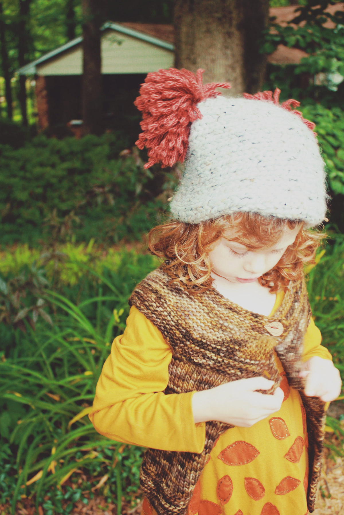 children girl Fall knit Woven woodland Nature