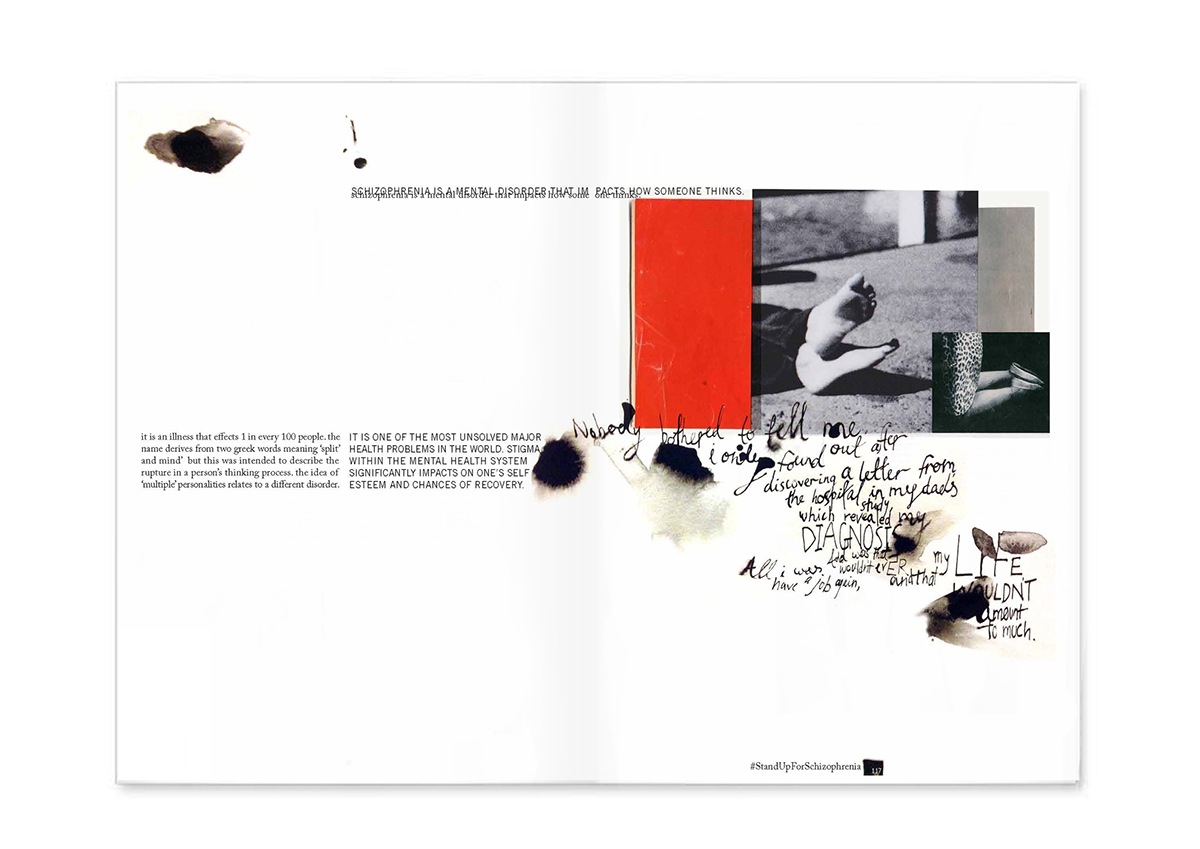 Schizophrenia stand up collage Magazine design editorial