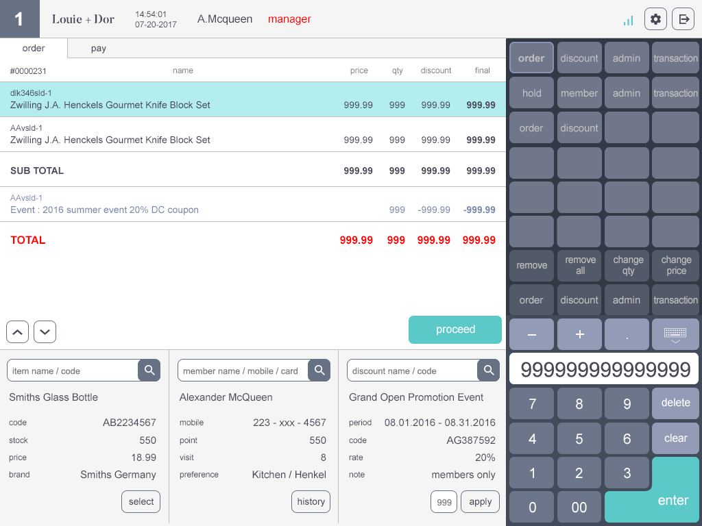 pos point of sales UI ux ERP