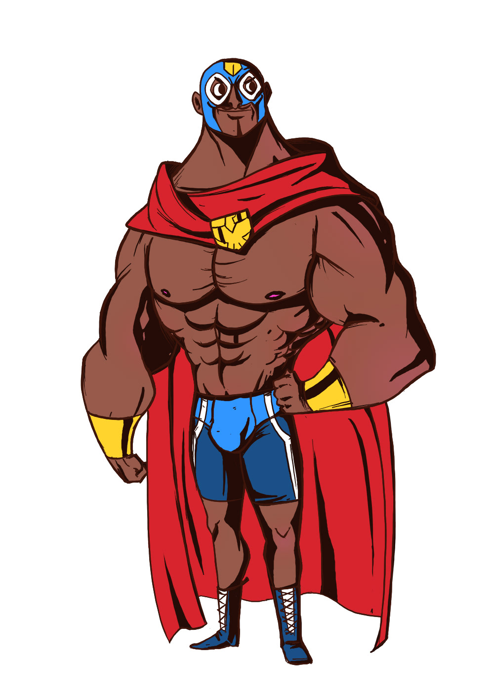macho mask Wrestling Hero cool awsome buboo design doodle muscle