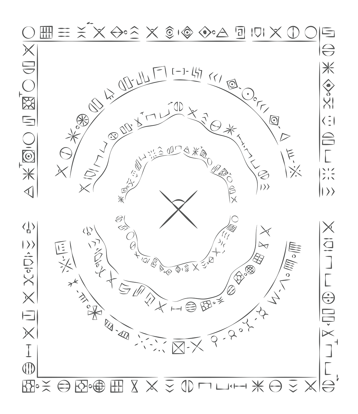 visual language symbols chinese mythology Ancient sacred giant pattern