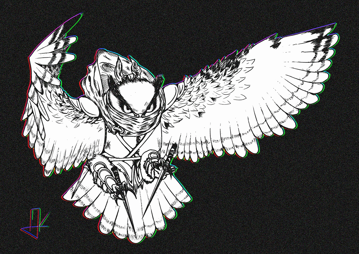 Drawing  postcard krita digital illustration Character design  открытка owl sova