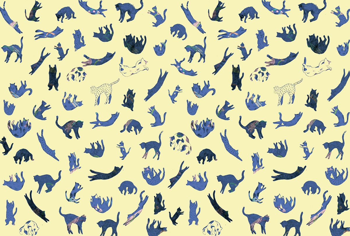 Cat Fall textile pattern