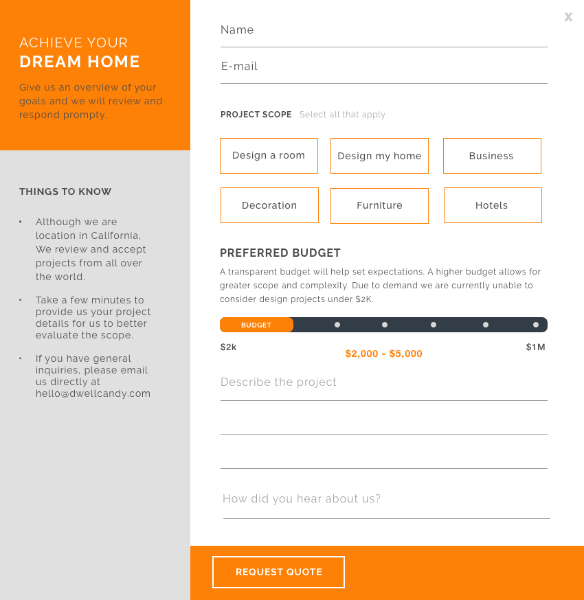 homepage minimal orange portfolio clean