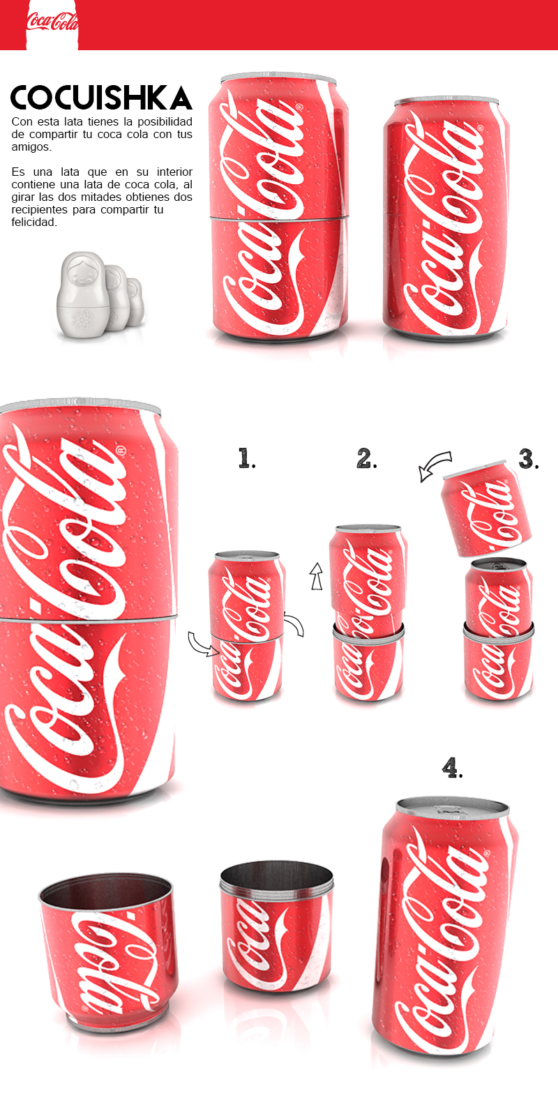 Latas matrioskas empaques can Coca Cola design Packaging