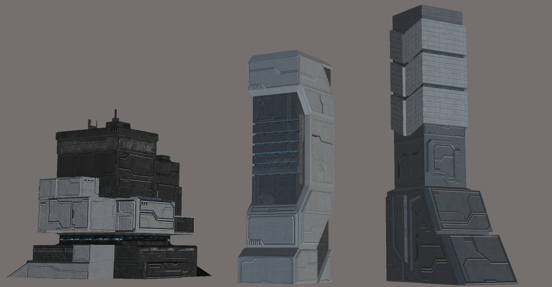 sci-fi towers building structures scenario Landscape futuristic skyscraper game Games indie Low Poly