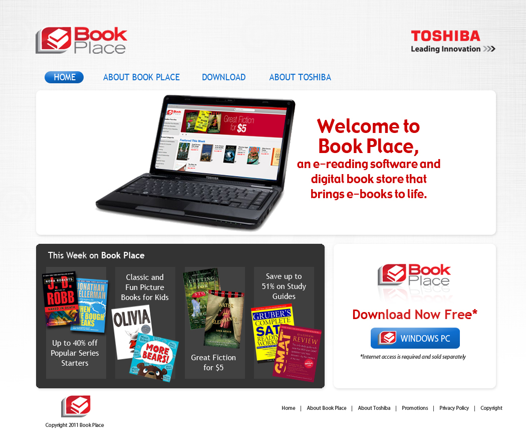 Toshiba Baker & Taylor microsite Book Place