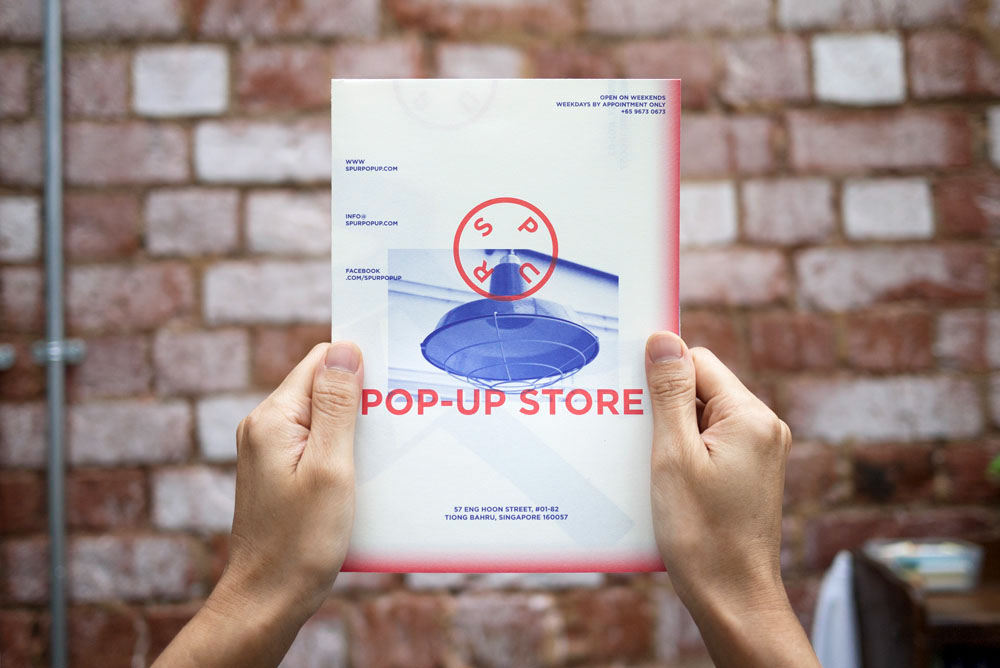 red blue Duotone poster Pop-up store flag store brochure map Tiong Bahru singapore