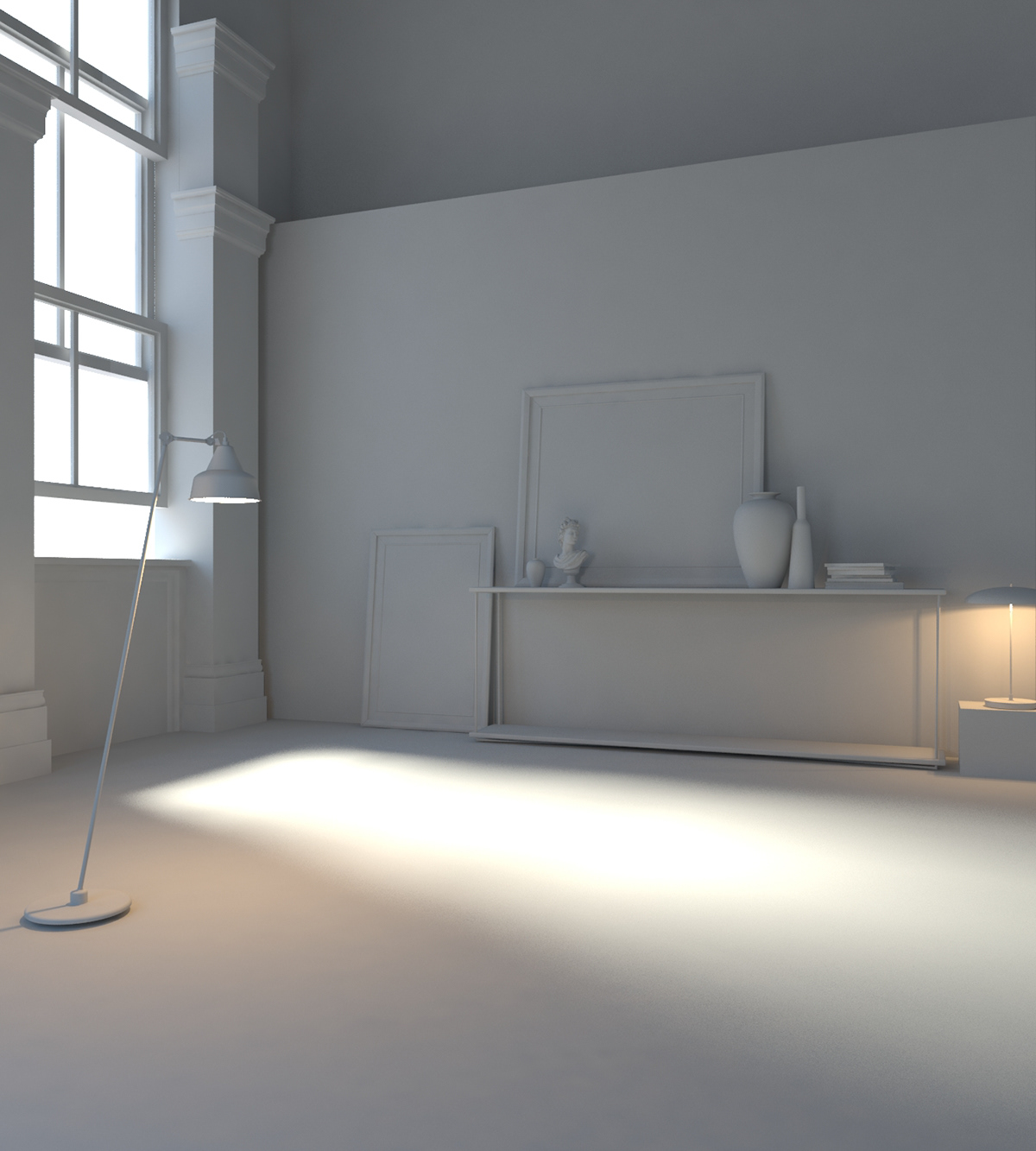 3D CGI interiors caravaggio rendering living Alessandro Berti  lighting 3ds max vray