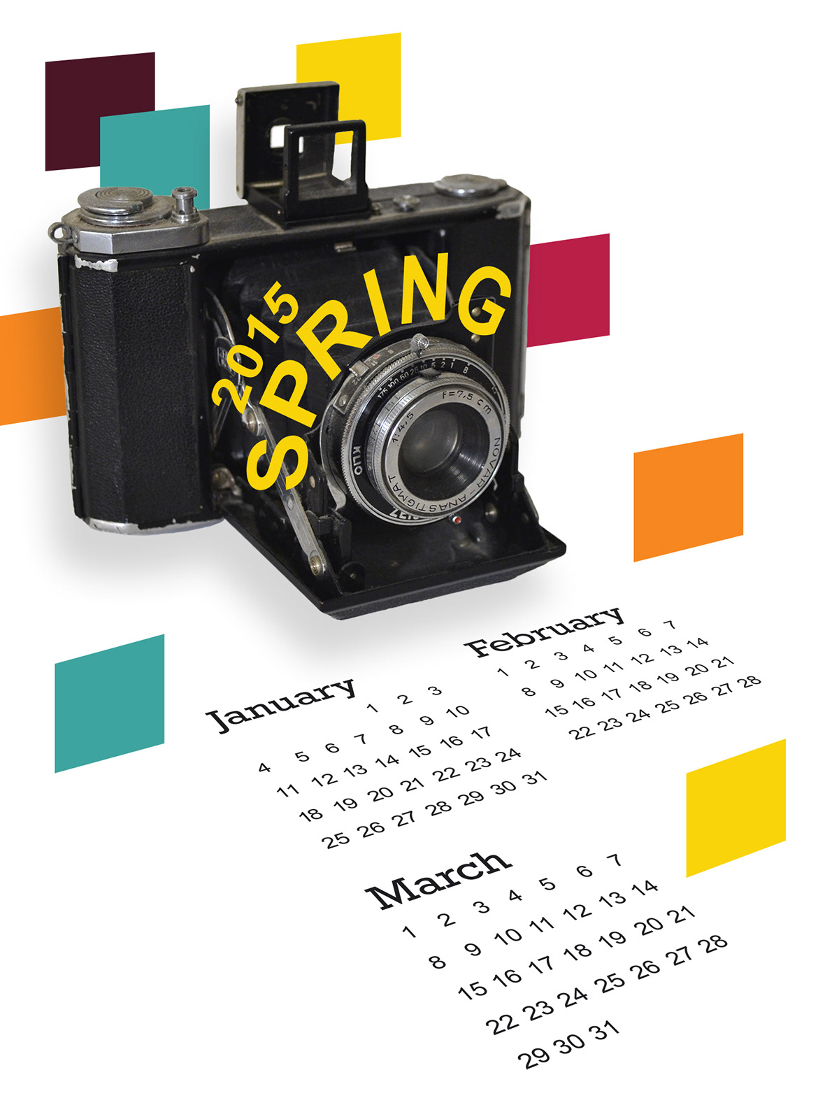 Type and Image antique cameras colorful calendar poster modern time