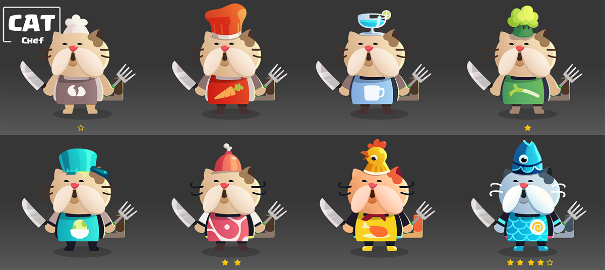 idle game concept Character Cat building house Icon