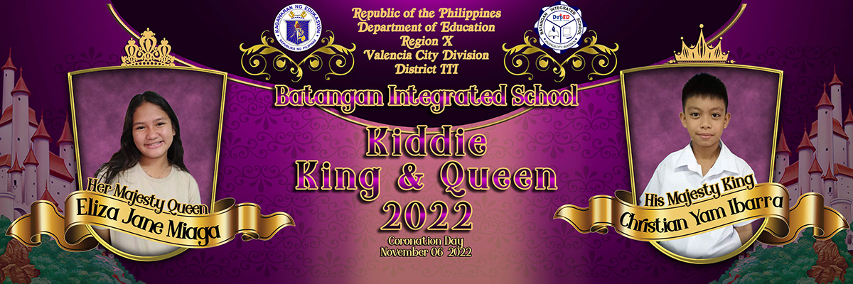 banner design Bukidnon depEd elegant king and queen princesses purple royal violet