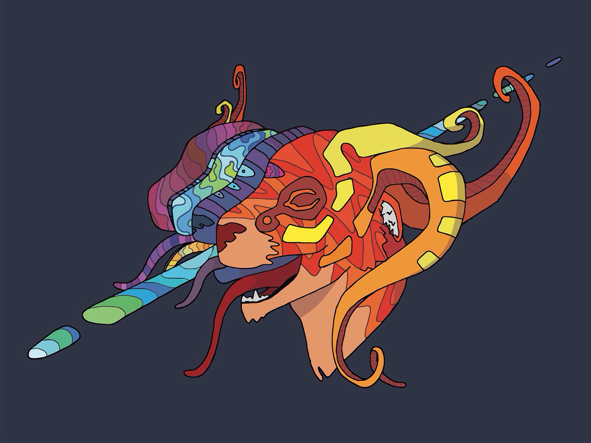 creatures colorful psychedelic vectorart