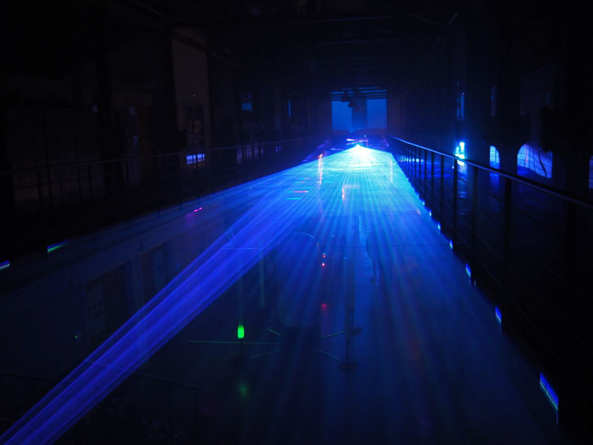 Arduino creative coding Exhibition  installation interactive laser light neon vaporwave