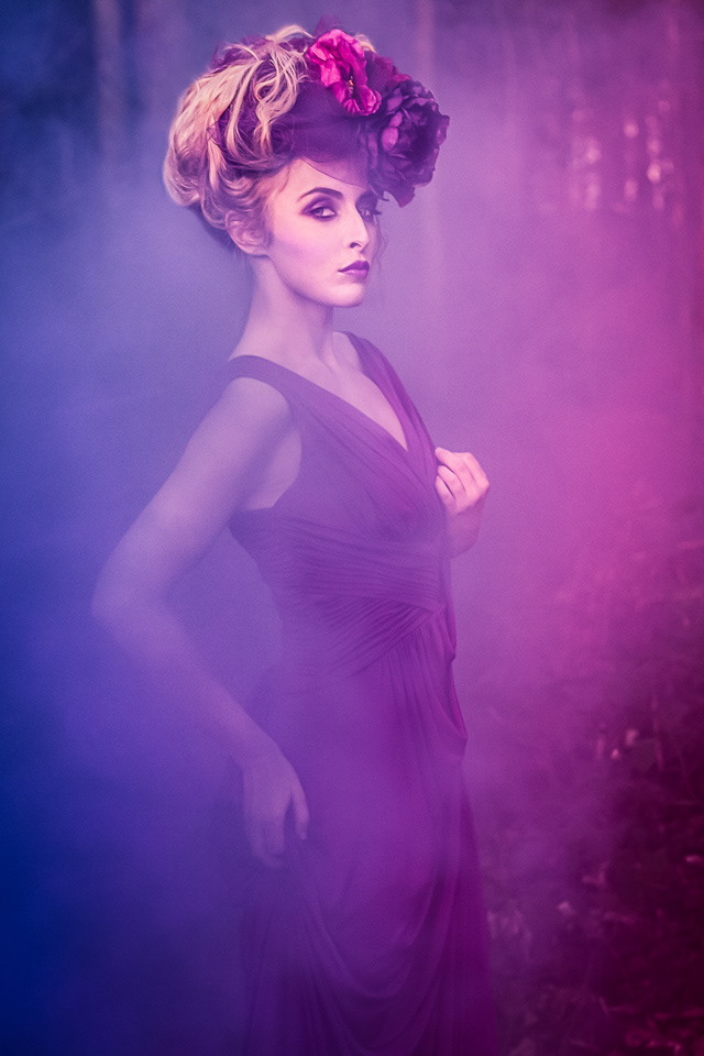 fantasy fashion photography fine art Magical Mystic smoke Launching People Samsung conceptual colour Roses purple red Norwich Fashion Week love story