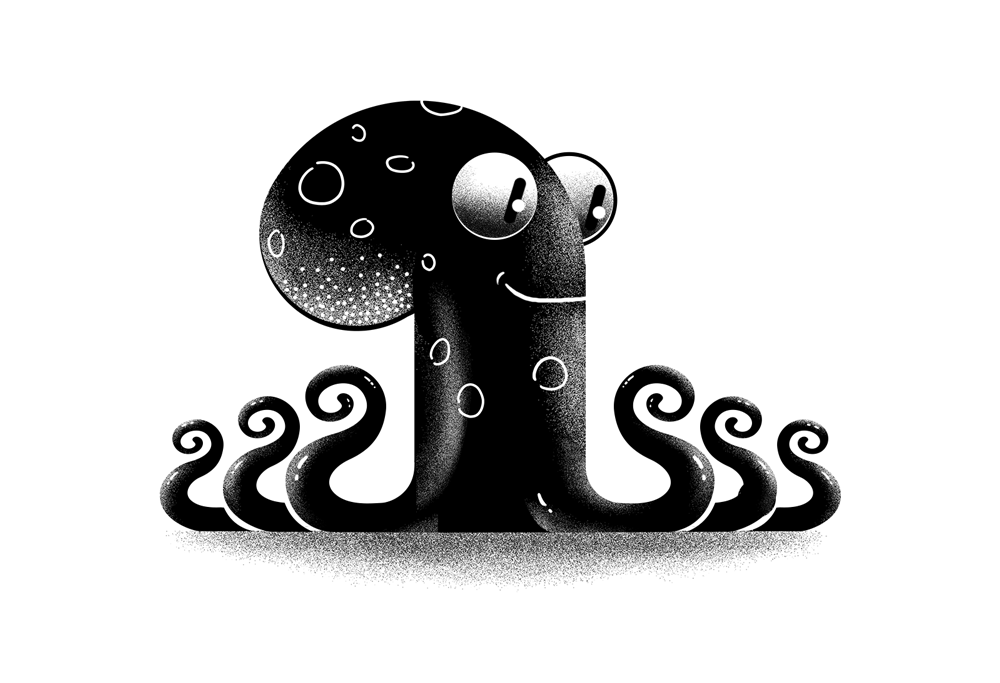 black White octopus logo poster beetle lion wolf animal shirt