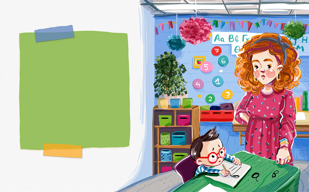 childrensbook classroom Digital Art  dyslexia ILLUSTRATION  illustrations for kids littleboy Picture book school teacher