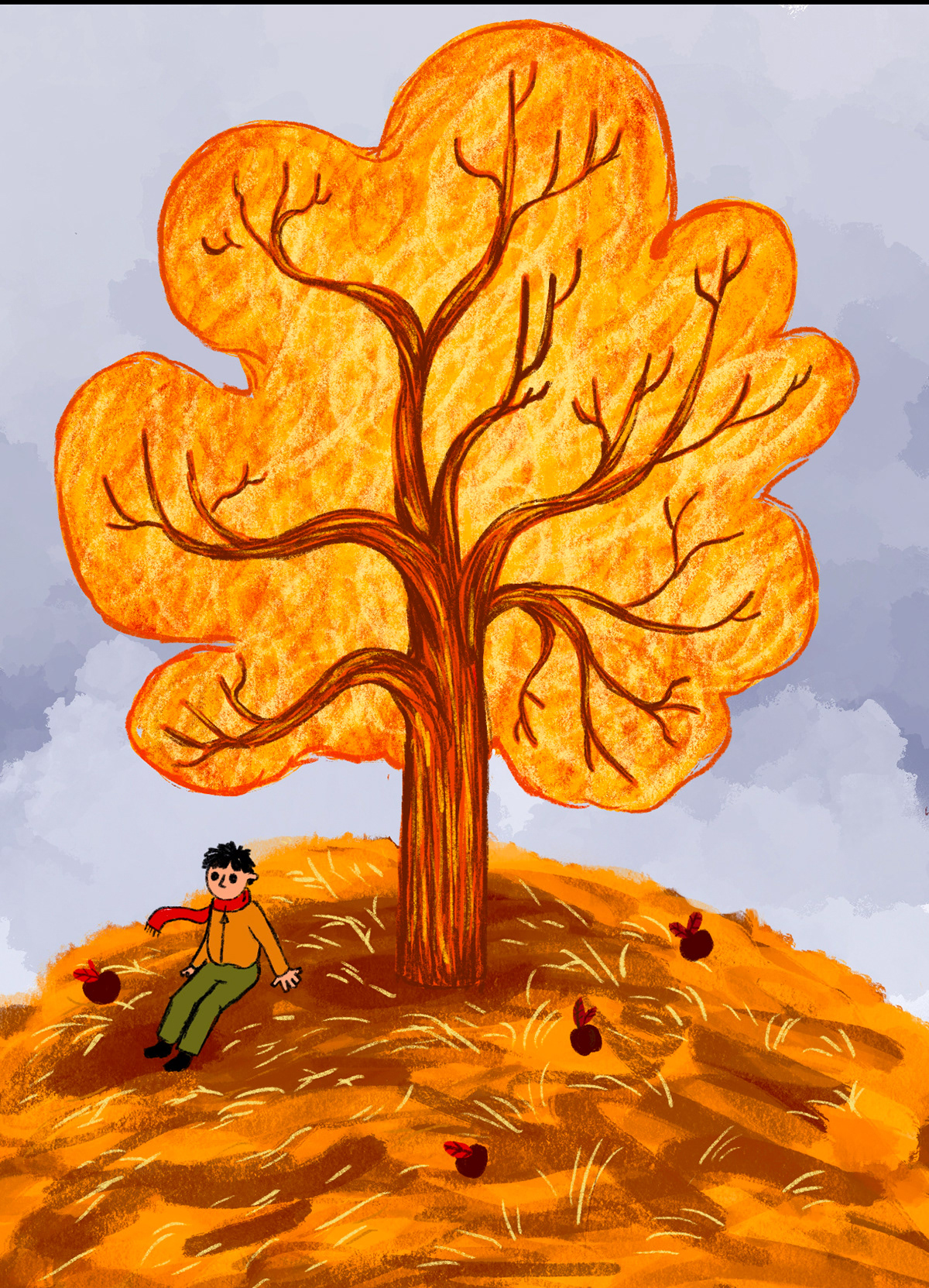 Procreate digital Drawing  autumn Tree 