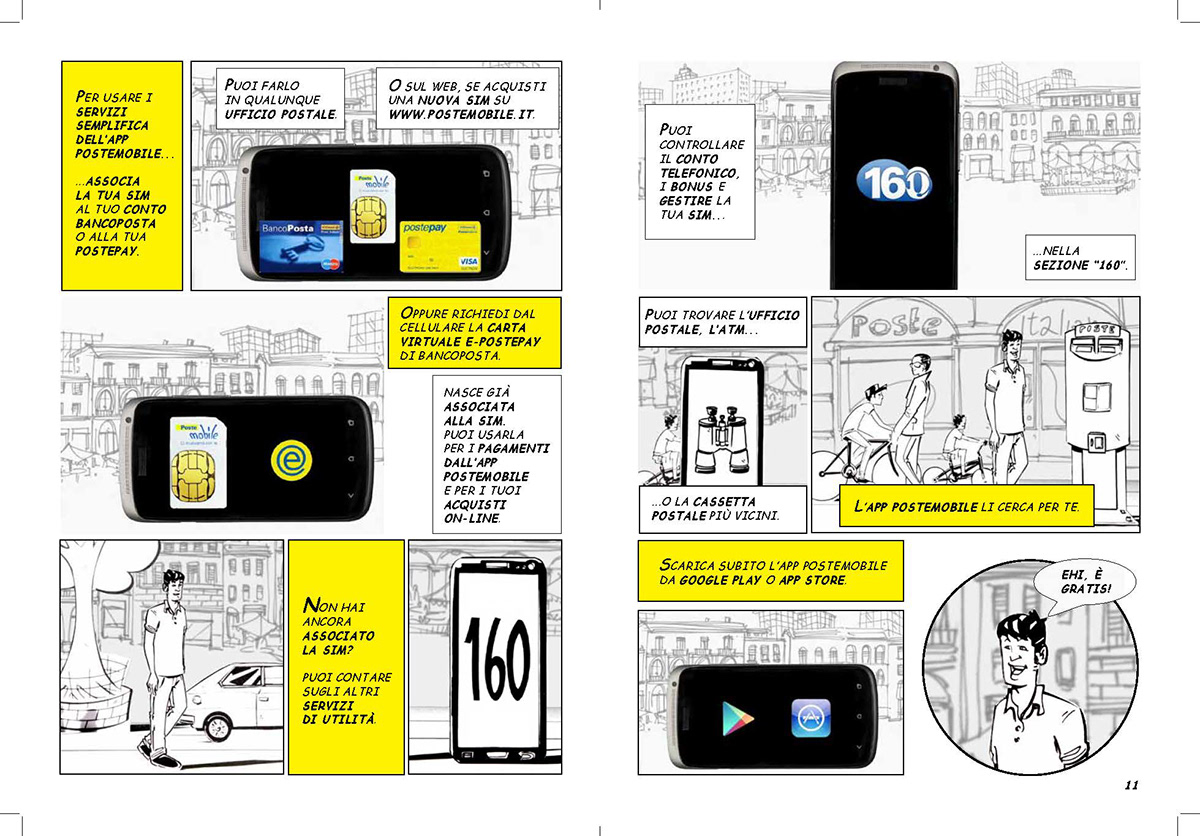 PosteMobile video tutorial comics app NFC mobile smartphone
