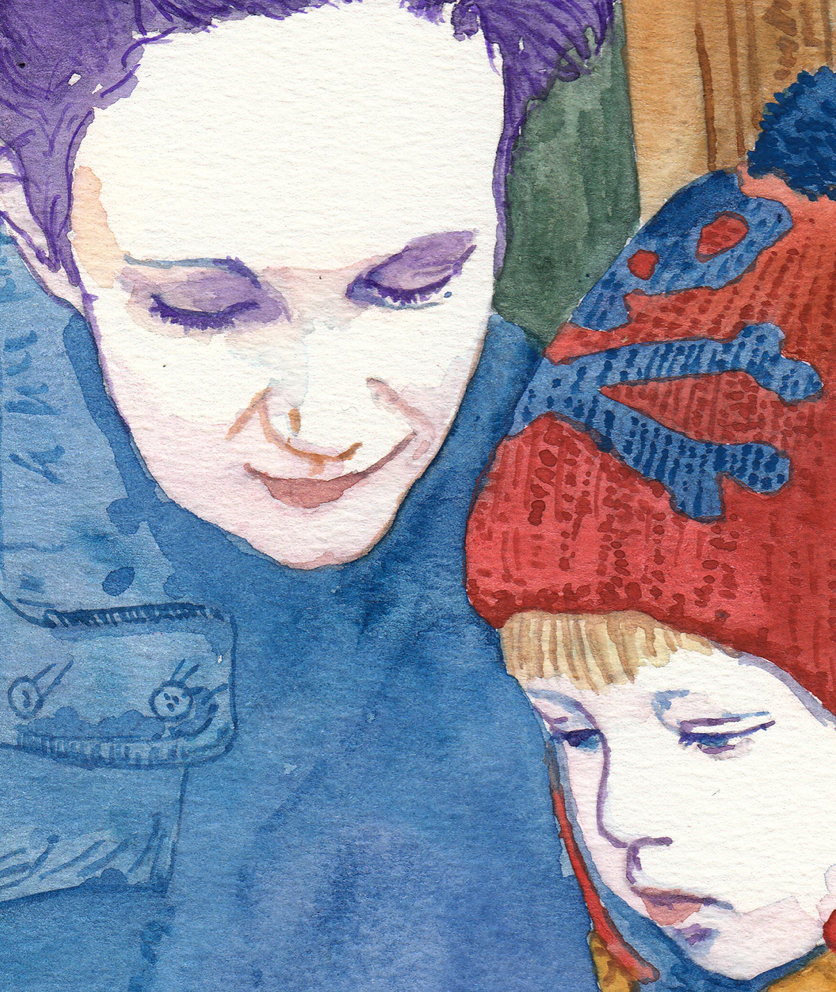 watercolour iphone 5 Mother with Kid