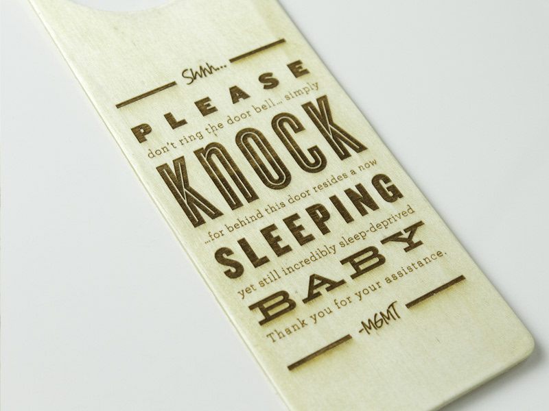 baby  sleep  balsa wood  Wood  laser  etched  Denver  Colorado   typography cyclone  knockout hellenic wide archer